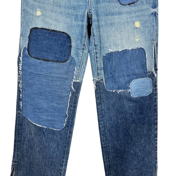 AMO Denim Jane Jeans Yesterday 24 Patchwork Flare Leg Repurposed Designer - Picture 6 of 12